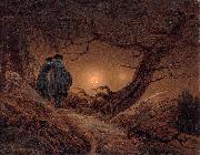 Caspar David Friedrich Two men contemplating the Moon France oil painting artist